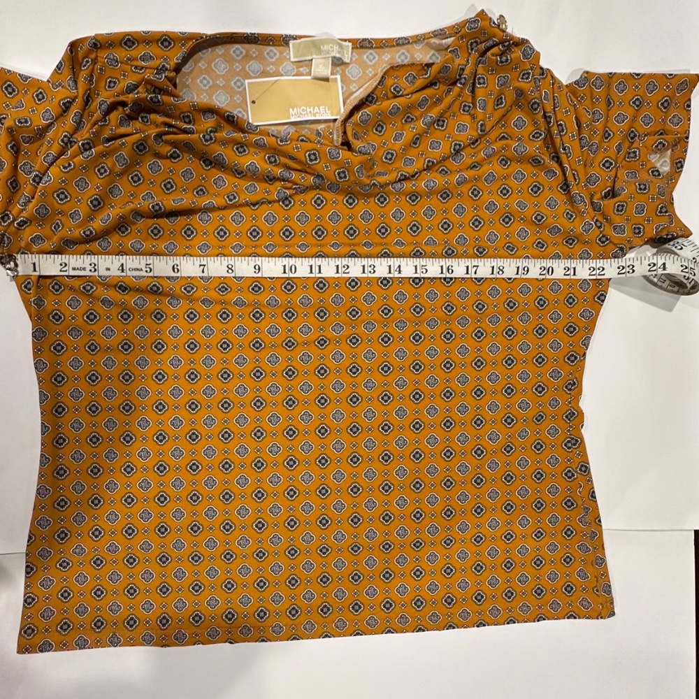 Michael Kors Women Design Cowl Neck Marigold Top Shirt - Size XL - NEW With Tags - Picture 13 of 16